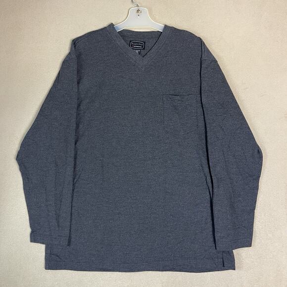 Bugle Boy T Shirt Mens M Gray Long Sleeve Chest Pocket V Neck Regular Fit - Picture 1 of 10